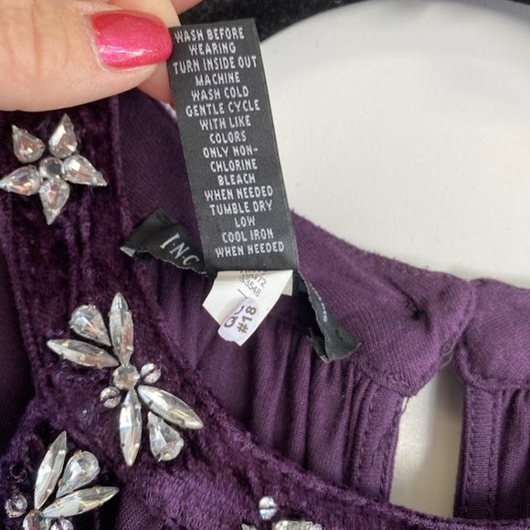 INC. Purple bare shoulder beaded top - Picture 7 of 7